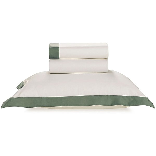 Jogo de Cama Karsten Duo 180 Fios 4 Pc Solteiro Branco Verde