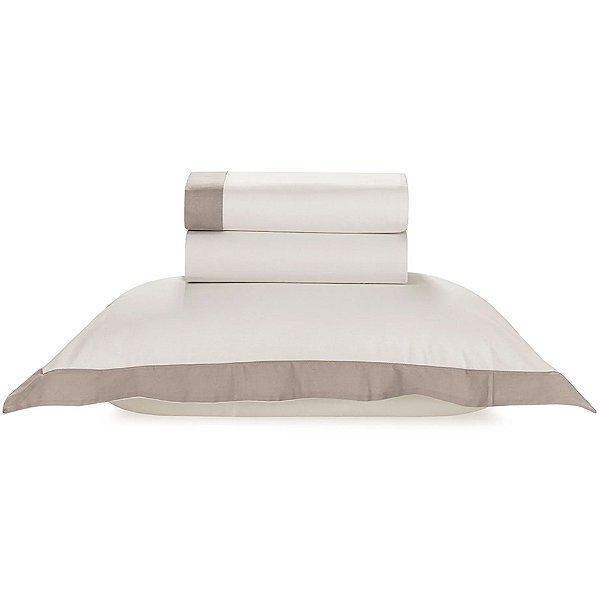 Jogo de Cama Karsten Duo 180 Fio 4 Pc Solteiro Branco Marrom