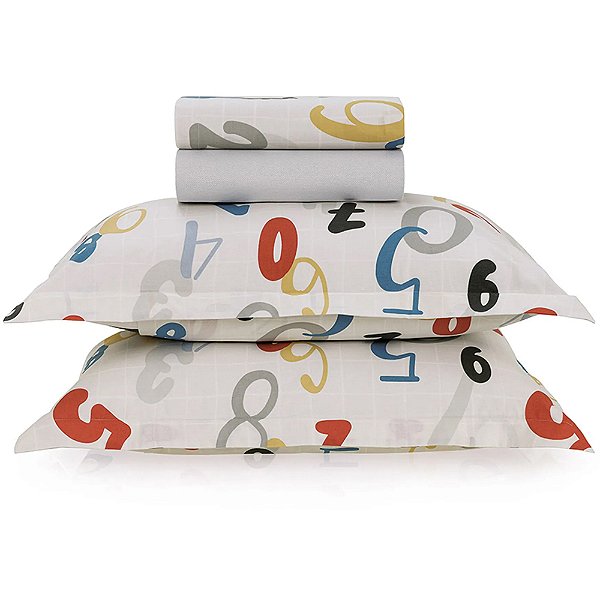 Jogo de Cama Karsten Numeros 180 Fios 4 Peças Casal Branco