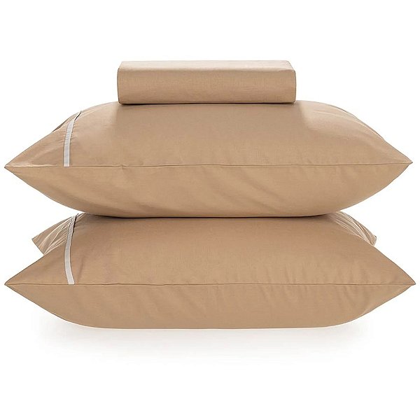 Jogo de Cama Karsten Liam 180 Fios 3 Peças Queen Marrom