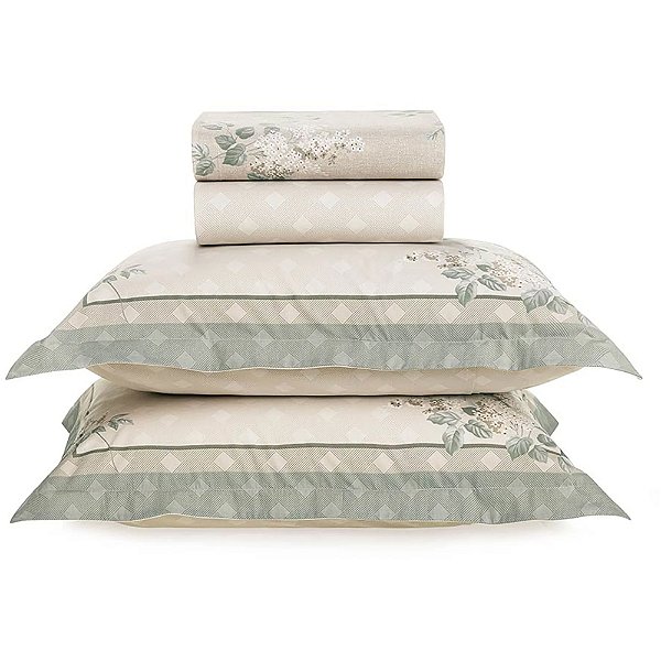 Jogo de Cama Karsten Sintra 180 Fios 4 Peças Queen Bege