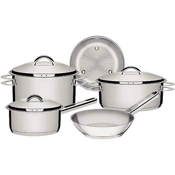 Jogo de Panelas Tramontina Solar 5 Peças Inox Fundo Triplo