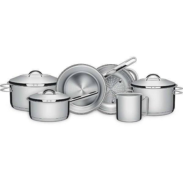 Jogo de Panelas Tramontina Solar 6 Peças Inox Fundo Triplo