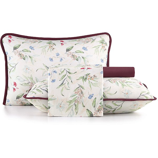 Jogo de Cama Altenburg Sweet Garden Malha 4 Peças Casal Roxo