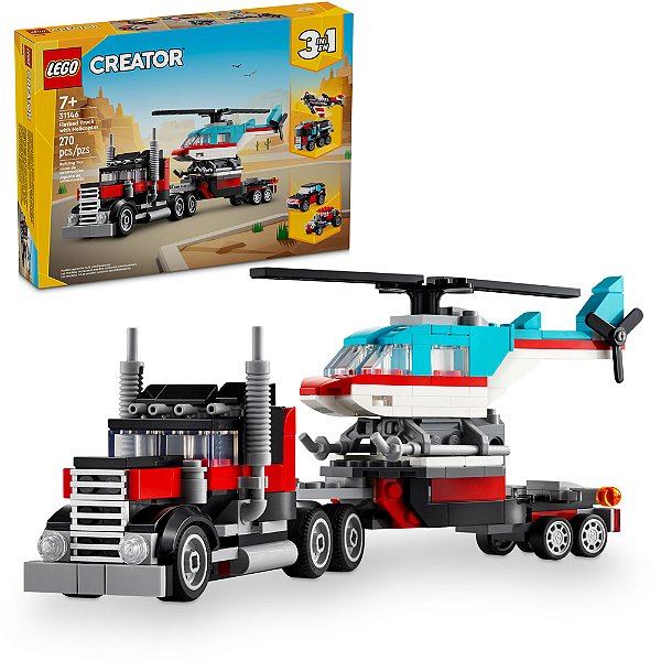Lego Creator Caminhão Plataforma de Helicoptero 31146 270pcs