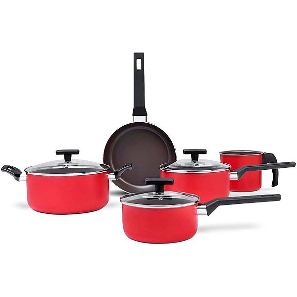 Jogo de Panela Brinox Ceramic Life Preserve 5 Peças Vermelho