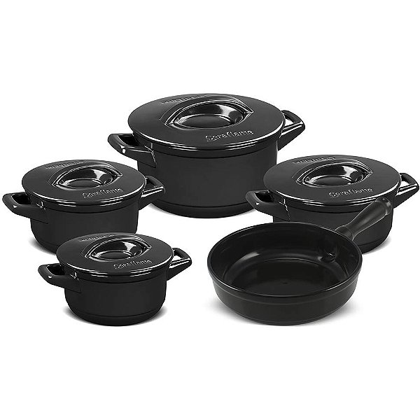 Jogo de Panelas Ceramica Ceraflame Duo+ Smart 5 Peças Preto