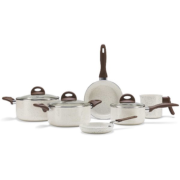 Jogo de Panela Brinox Ceramic Life Smart Plus 6 Peças Bege