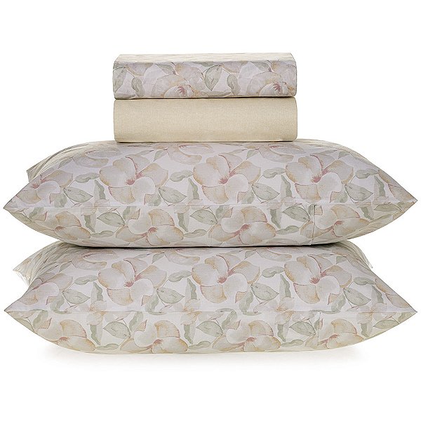 Jogo de Cama Karsten Justine 160 Fios 4 Peças Casal Bege