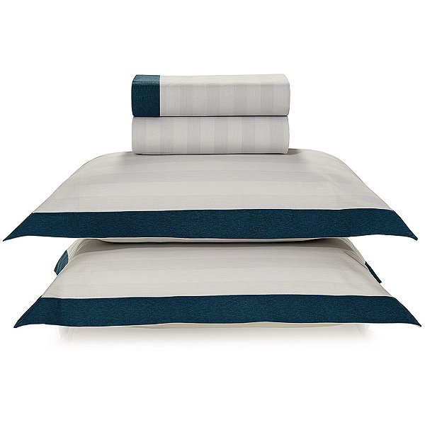 Jogo de Cama Karsten Arboris 200 Fios 4 Peças Queen Azul