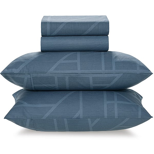 Jogo de Cama Karsten Isac 160 Fios 4 Peças Casal Azul