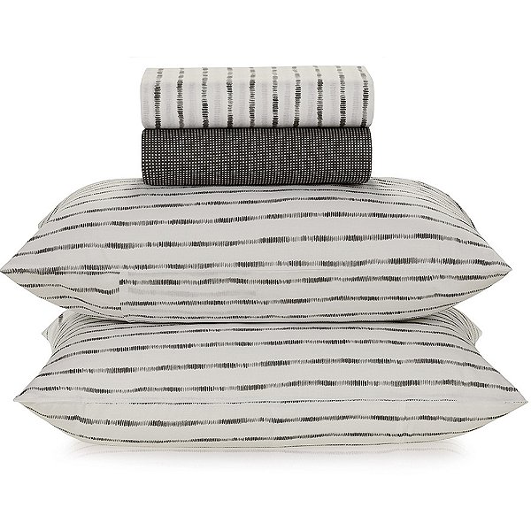 Jogo de Cama Karsten Mendi 160 Fios 4 Peças Casal Cinza