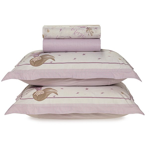 Jogo de Cama Karsten Fantasia 200 Fios 4 Peças Casal Rosa