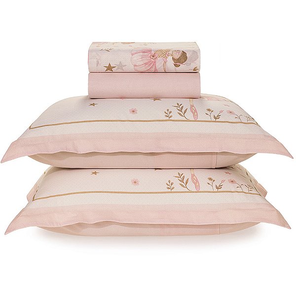 Jogo de Cama Karsten Alicia 200 Fios 4 Peças Casal Rosa