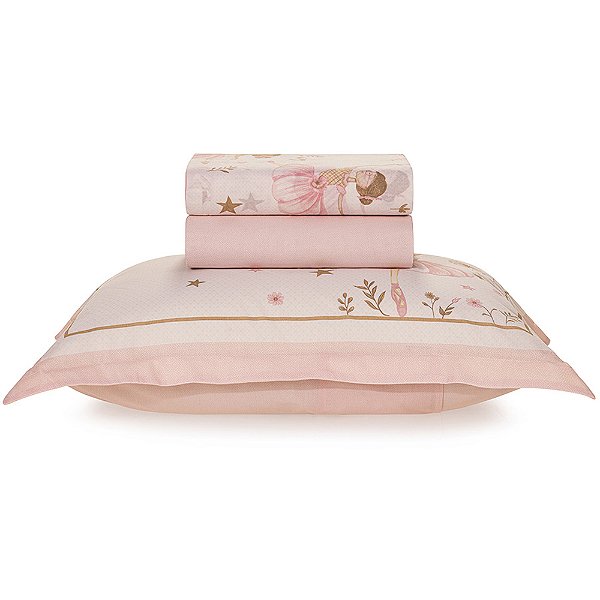Jogo de Cama Karsten Alicia 200 Fios 3 Peças Solteiro Rosa