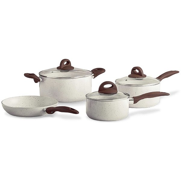 Jogo de Panela Brinox Ceramic Life Smart Plus 4 Peças Bege