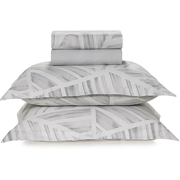 Jogo de Cama Karsten Moura 200 Fios 4 Peças Queen Cinza