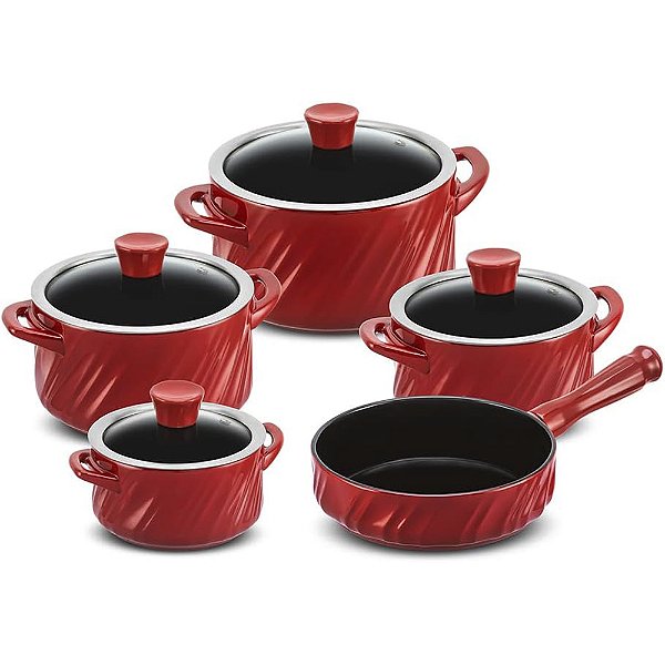 Jogo de Panela Ceraflame Twist 5 Peças Vermelho Pomodoro