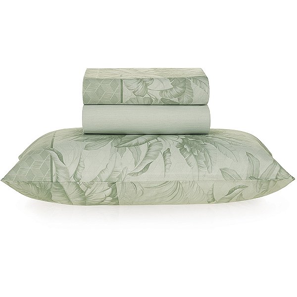 Jogo de Cama Karsten Floriano 160 Fio 3 Peças Solteiro Verde