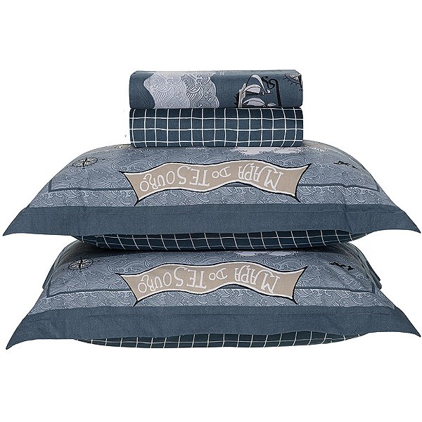 Jogo de Cama Karsten Mundi 200 Fios 4 Peças Casal Azul