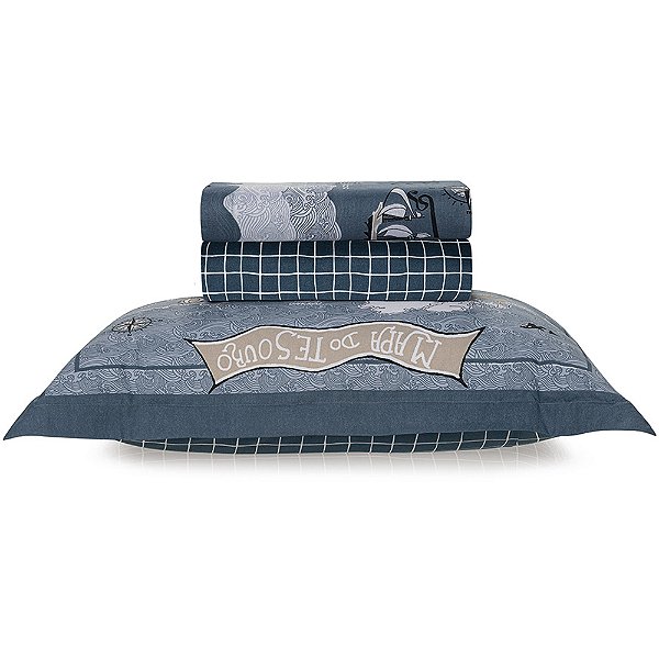 Jogo de Cama Karsten Mundi 200 Fios 3 Peças Solteiro Azul