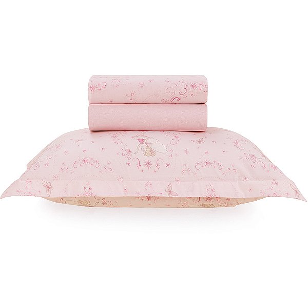 Jogo de Cama Karsten Laila II 200 Fios 3 Peças Solteiro Rosa