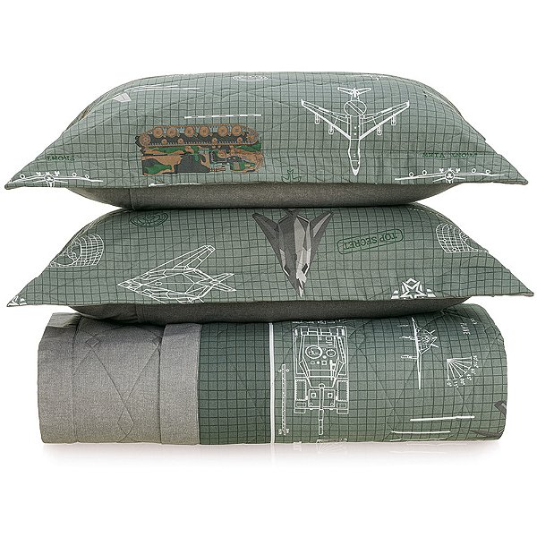 Jogo Colcha Karsten Militar II 200 Fios 3 Peças Casal Verde