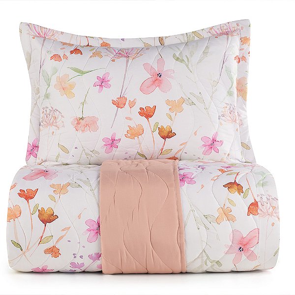 Jogo de Colcha Altenburg Florestal TA 3 Peças Queen Rosa