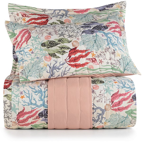 Jogo de Colcha Altenburg Fond Marin TA 3 Peças Queen Rosa