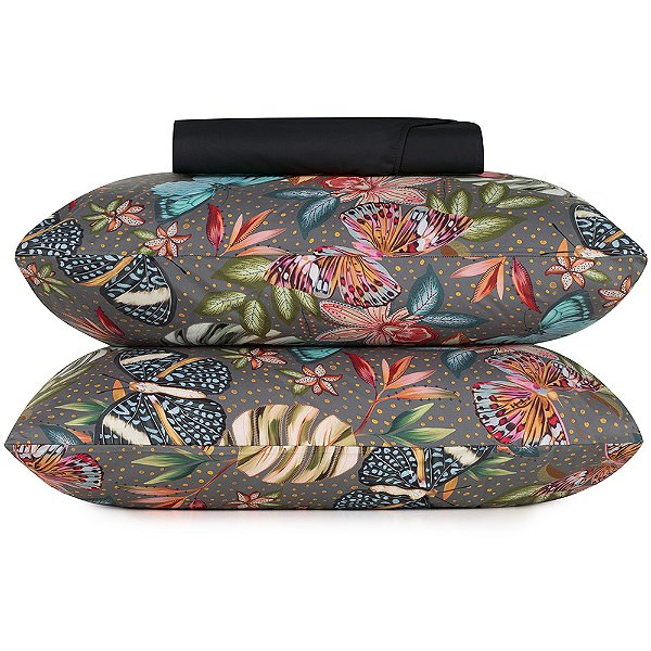 Jogo de Cama Altenburg Farfalla TA 3 Peças Casal Cinza