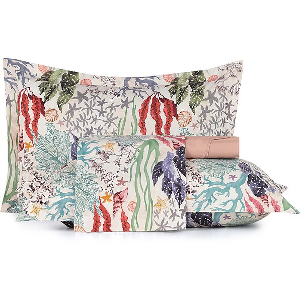 Jogo de Cama Altenburg Fond Marin TA 4 Peças Queen Rosa