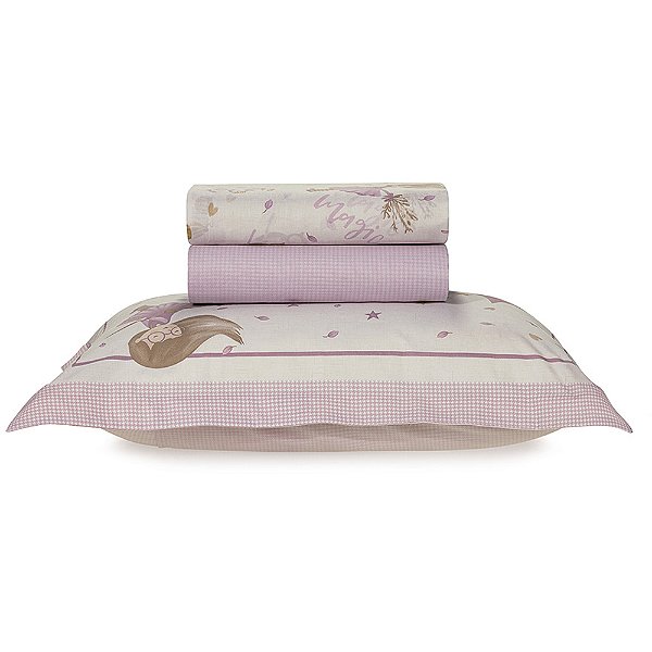 Jogo de Cama Karsten Fantasia 200 Fios 3 Peças Solteiro Rosa