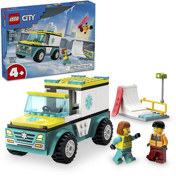 Lego City Ambulancia de Emergencia e Snowboarder 60403 79pcs