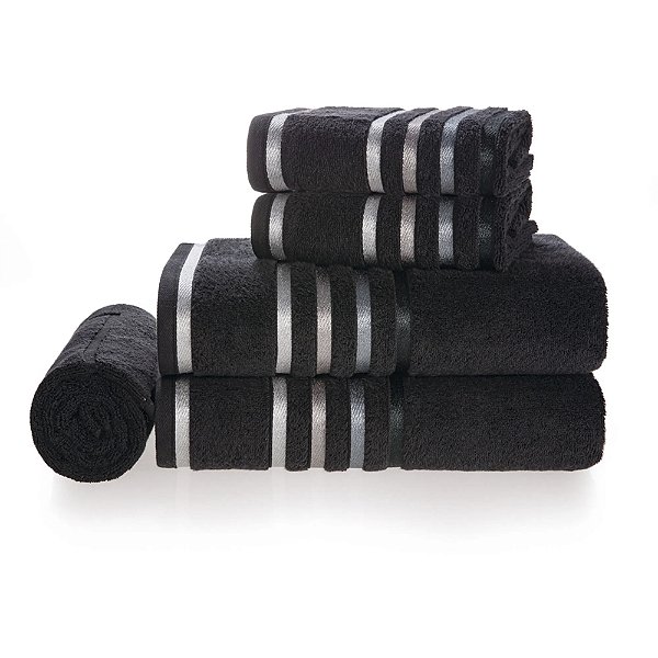 Jogo de Toalha Banho Karsten Felpudo Lumina 5 Peças Preto