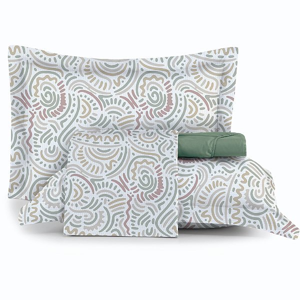 Jogo de Cama Altenburg Painel TA 4 Peças Queen Verde
