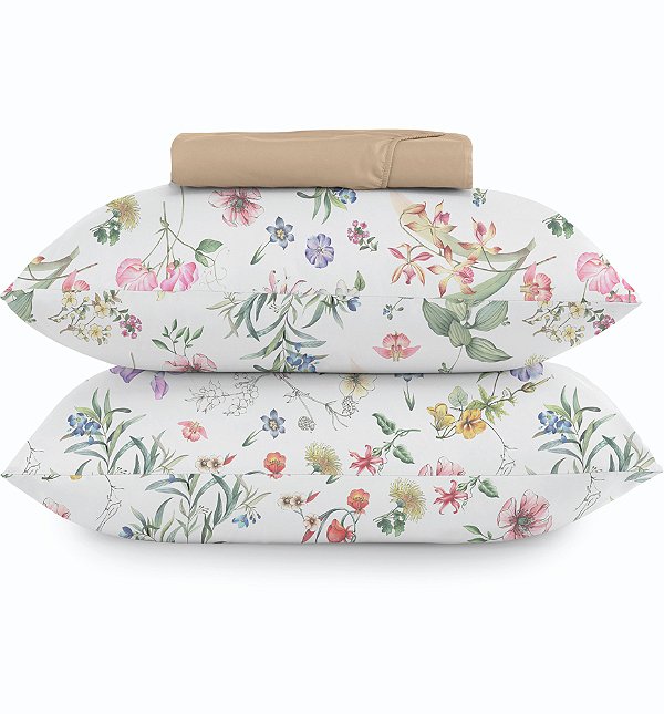 Jogo de Cama Altenburg Flores Do Campo TA 3 Peças King Bege