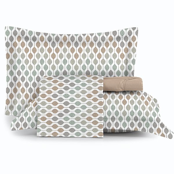 Jogo de Cama Altenburg Colmeia TA 4 Peças King Bege