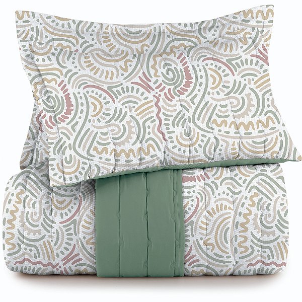 Jogo de Colcha Altenburg Painel TA 3 Peças Queen Verde