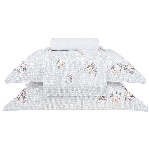 Jogo de Cama Buddemeyer Giardino 4 Peças Casal Branco