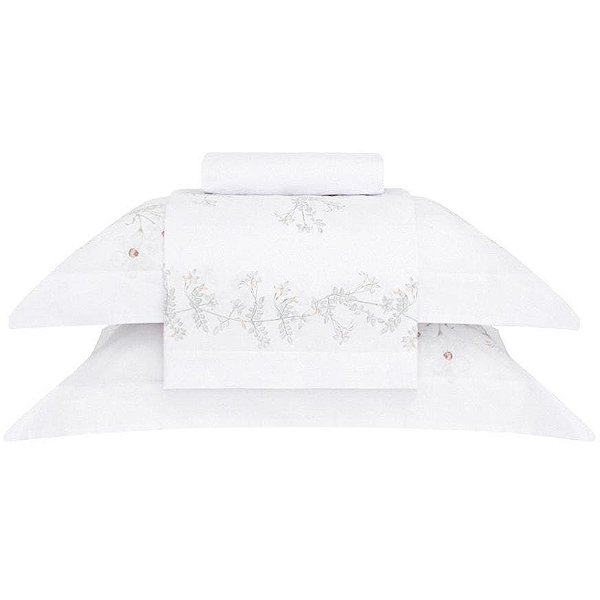 Jogo de Cama Buddemeyer Hedera 180 Fios 4 Peças Queen Branco
