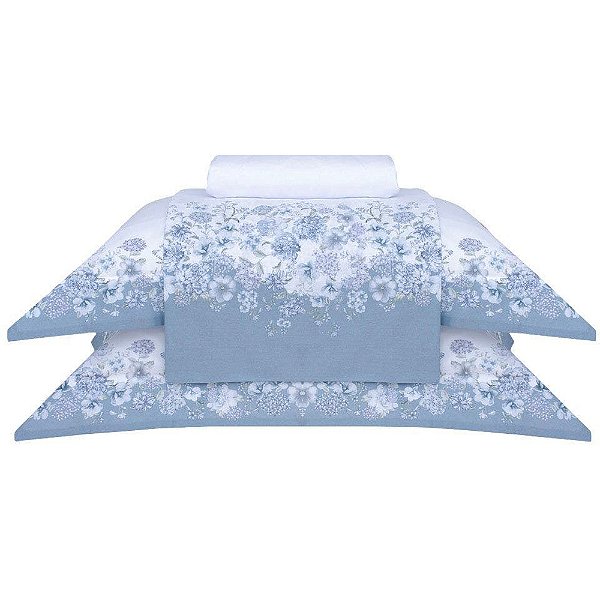 Jogo de Cama Buddemeyer Lazuli 180 Fios 4 Peças Casal Azul