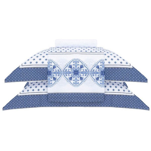 Jogo de Cama Buddemeyer Sant Anna 4 Peças Queen Azul