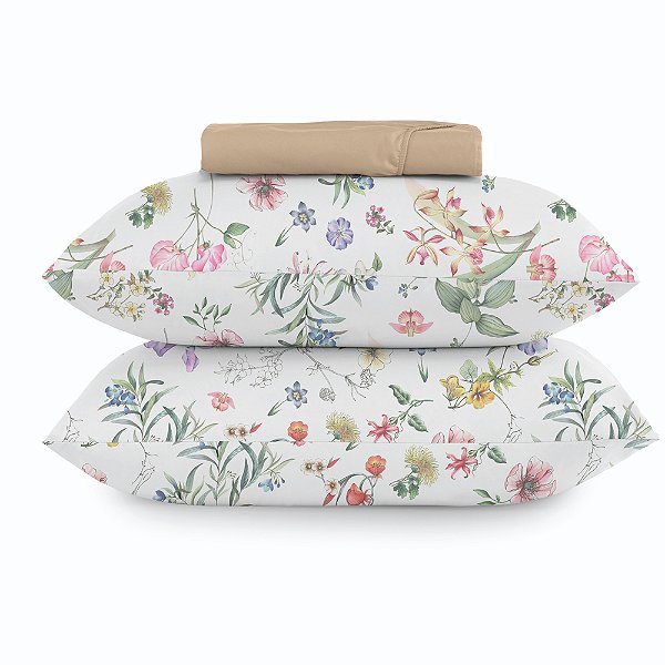 Jogo de Cama Altenburg Flor do Campo TA 3 Peças Casal Bege