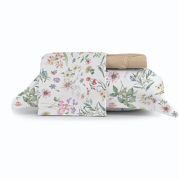 Jogo de Cama Altenburg Flor do Campo TA 3 Peça Solteiro Bege