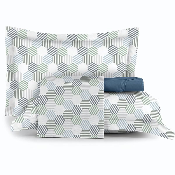 Jogo de Cama Altenburg Circuito TA 4 Peças Queen Azul