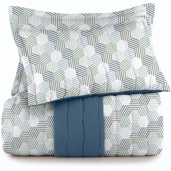 Jogo de Colcha Altenburg Circuito TA 3 Peças Queen Azul