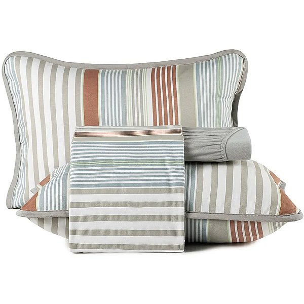 Jogo de Cama Altenburg Frizante Malha 4 Peças Casal Cinza