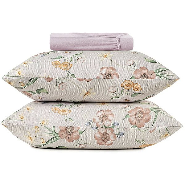 Jogo de Cama Altenburg Lilys Malha 3 Peças Queen Rosê