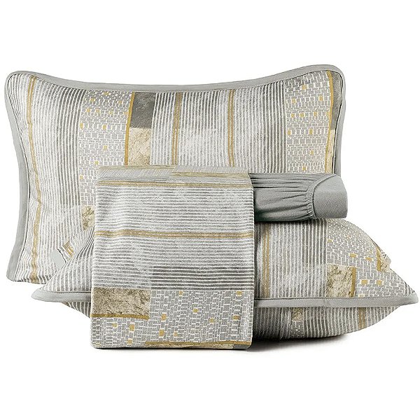 Jogo de Cama Altenburg Athos Malha 4 Peças Queen Cinza