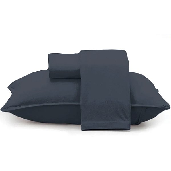 Jogo de Cama Altenburg Minimal Malha 3 Peças Solteiro Azul